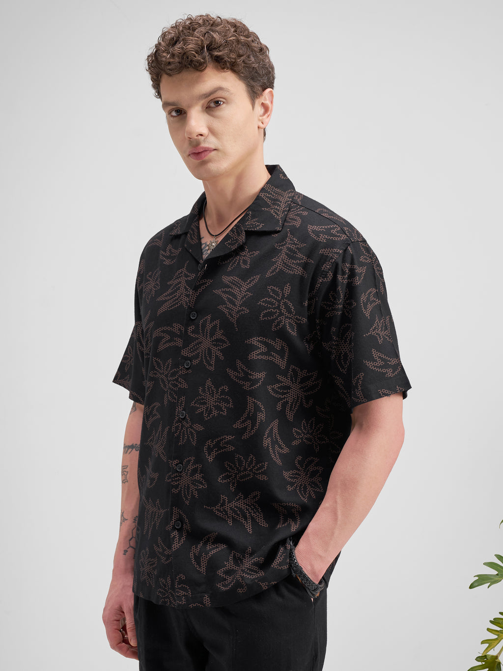 Highlander Men Black Printed Relaxed Fit Casual Shirt - Black - Image 4