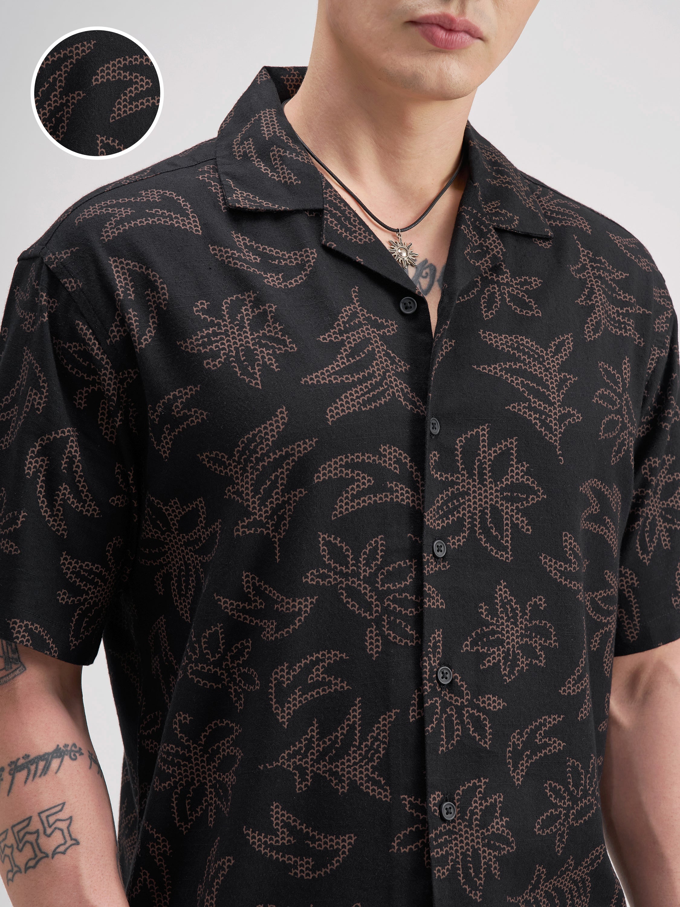 Highlander Men Black Printed Relaxed Fit Casual Shirt - Black - Image 5
