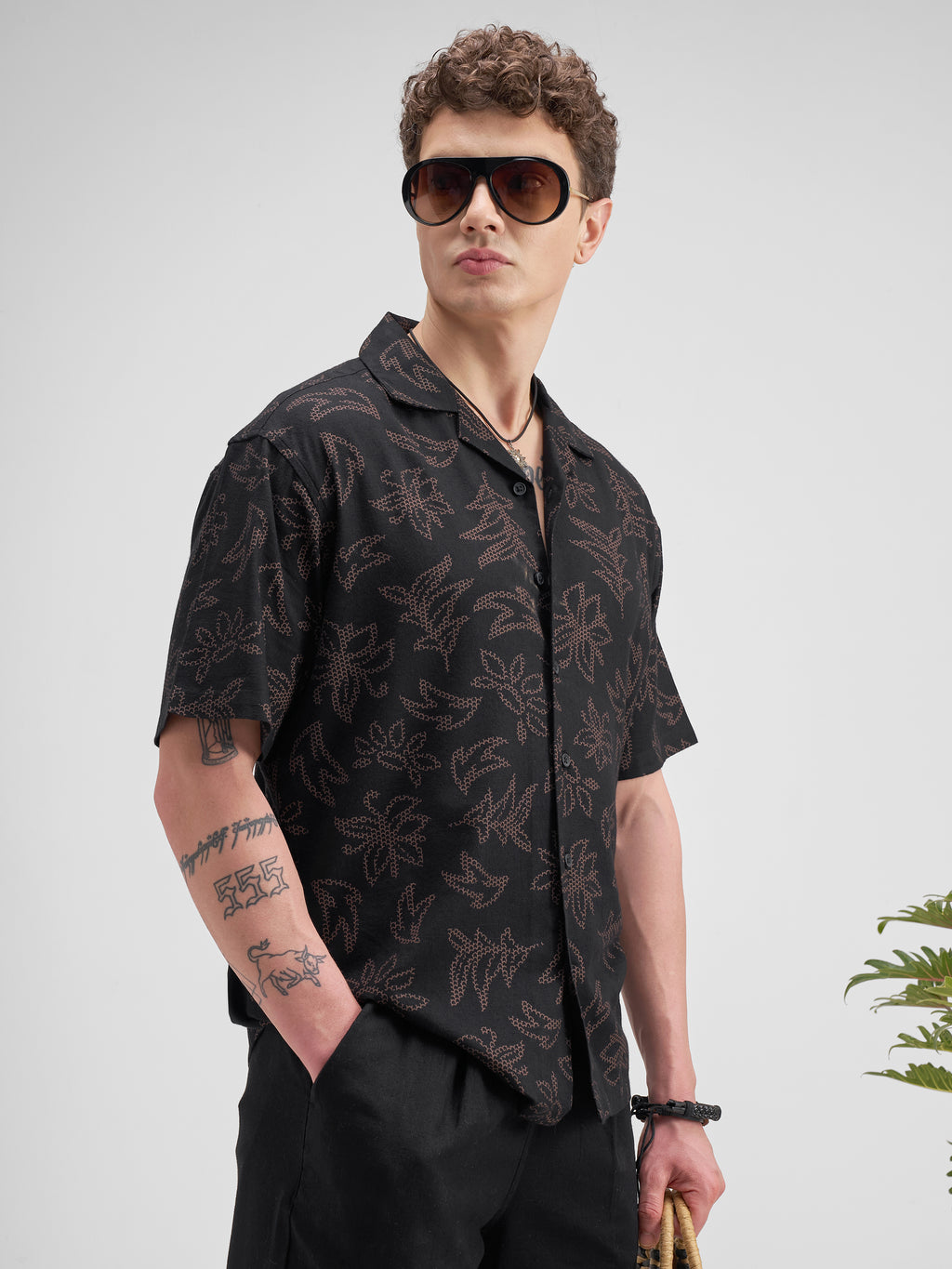 Highlander Men Black Printed Relaxed Fit Casual Shirt - Black - Image 6