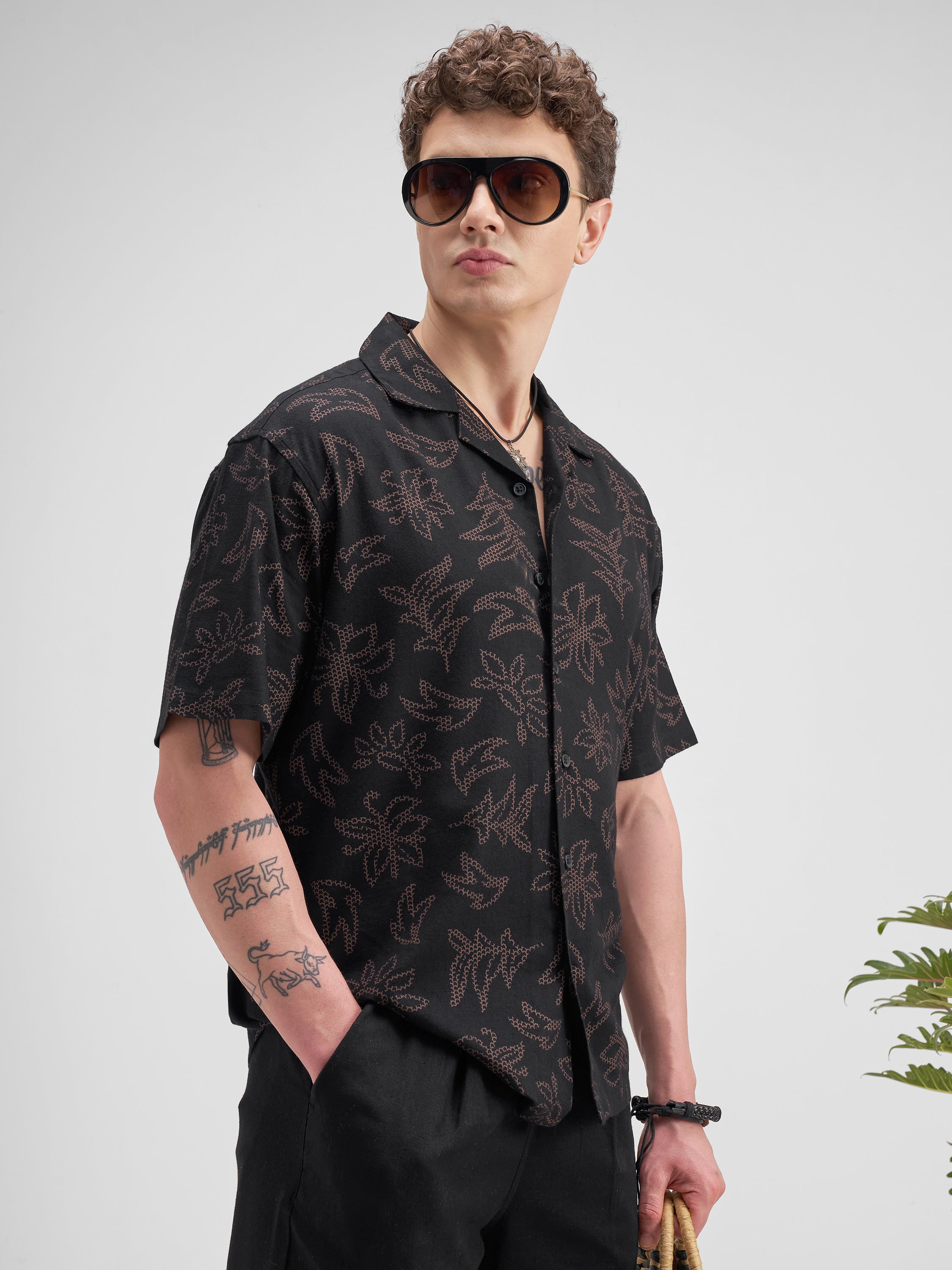 Highlander Men Black Printed Relaxed Fit Casual Shirt - Black - Image 6