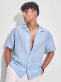 Highlander Men Blue Self Design Relaxed Fit Casual Shirt - Blue - Image 1