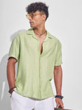 Highlander Men Green Self Design Relaxed Fit Casual Shirt - Green - Image 1