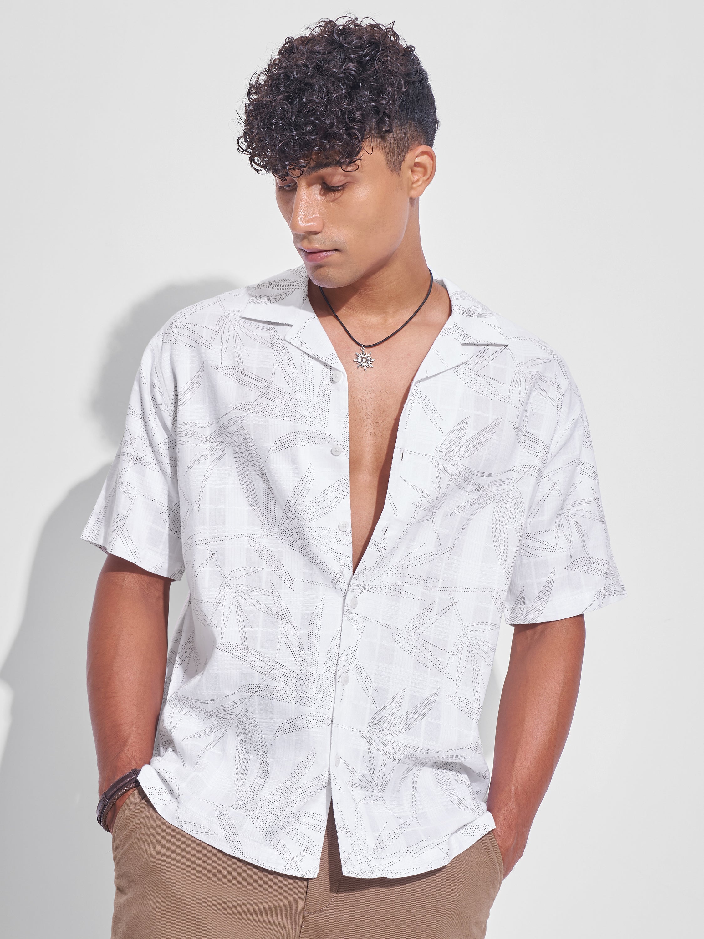 Highlander Men White Printed Relaxed Fit Casual Shirt - White - Image 1