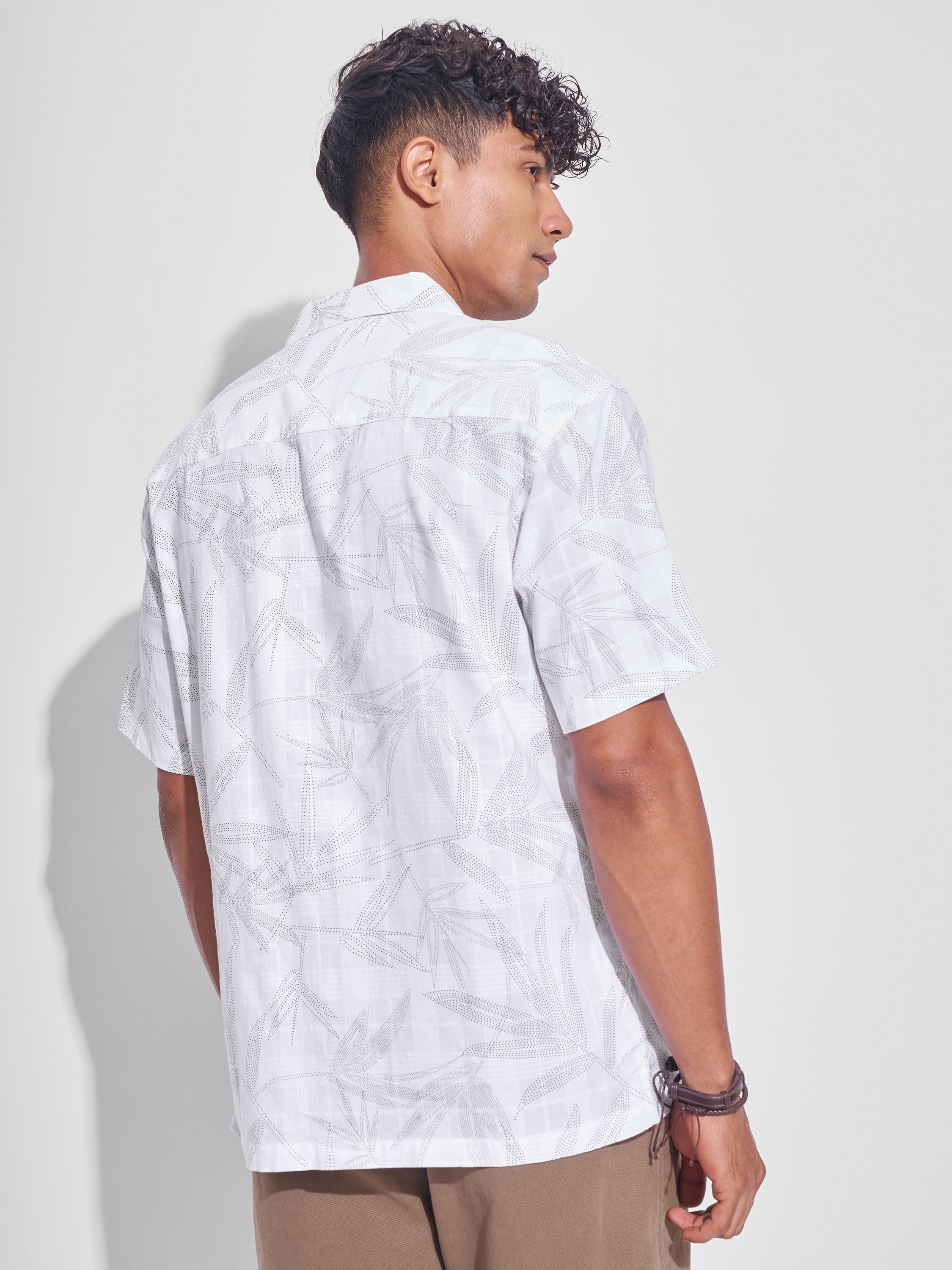Highlander Men White Printed Relaxed Fit Casual Shirt - White - Image 3
