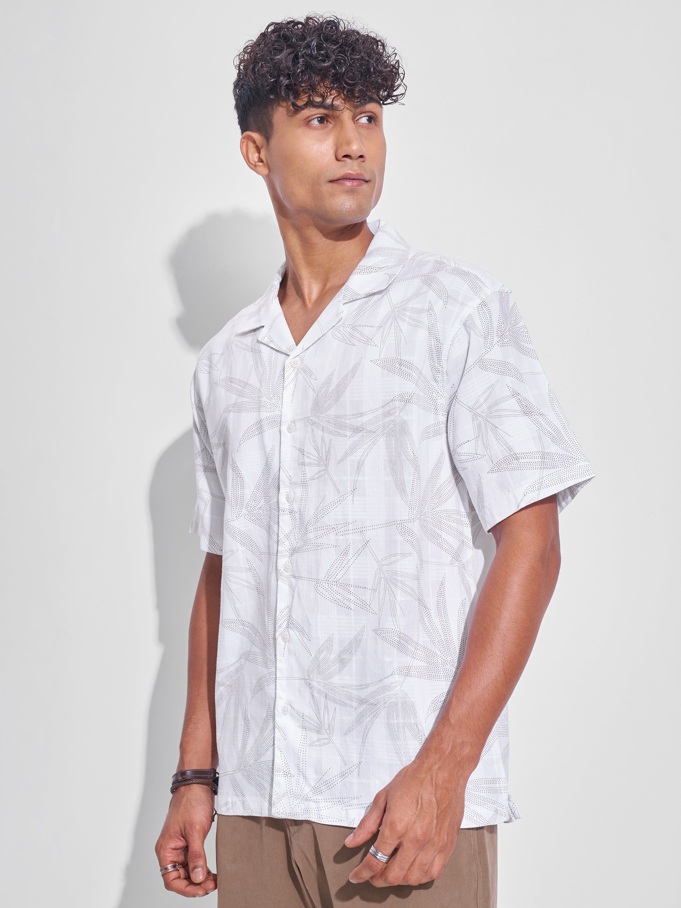 Highlander Men White Printed Relaxed Fit Casual Shirt - White - Image 4