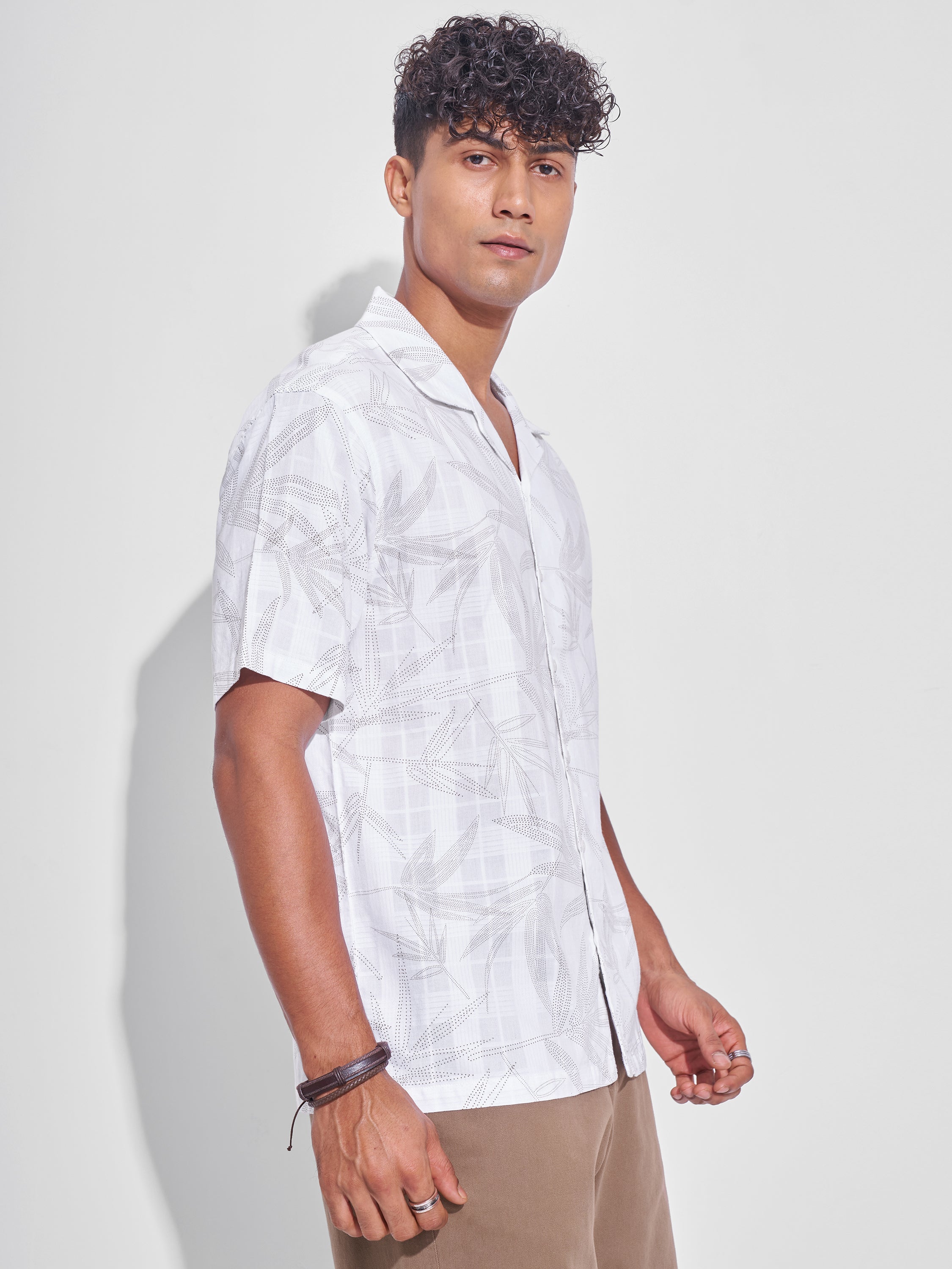 Highlander Men White Printed Relaxed Fit Casual Shirt - White - Image 6