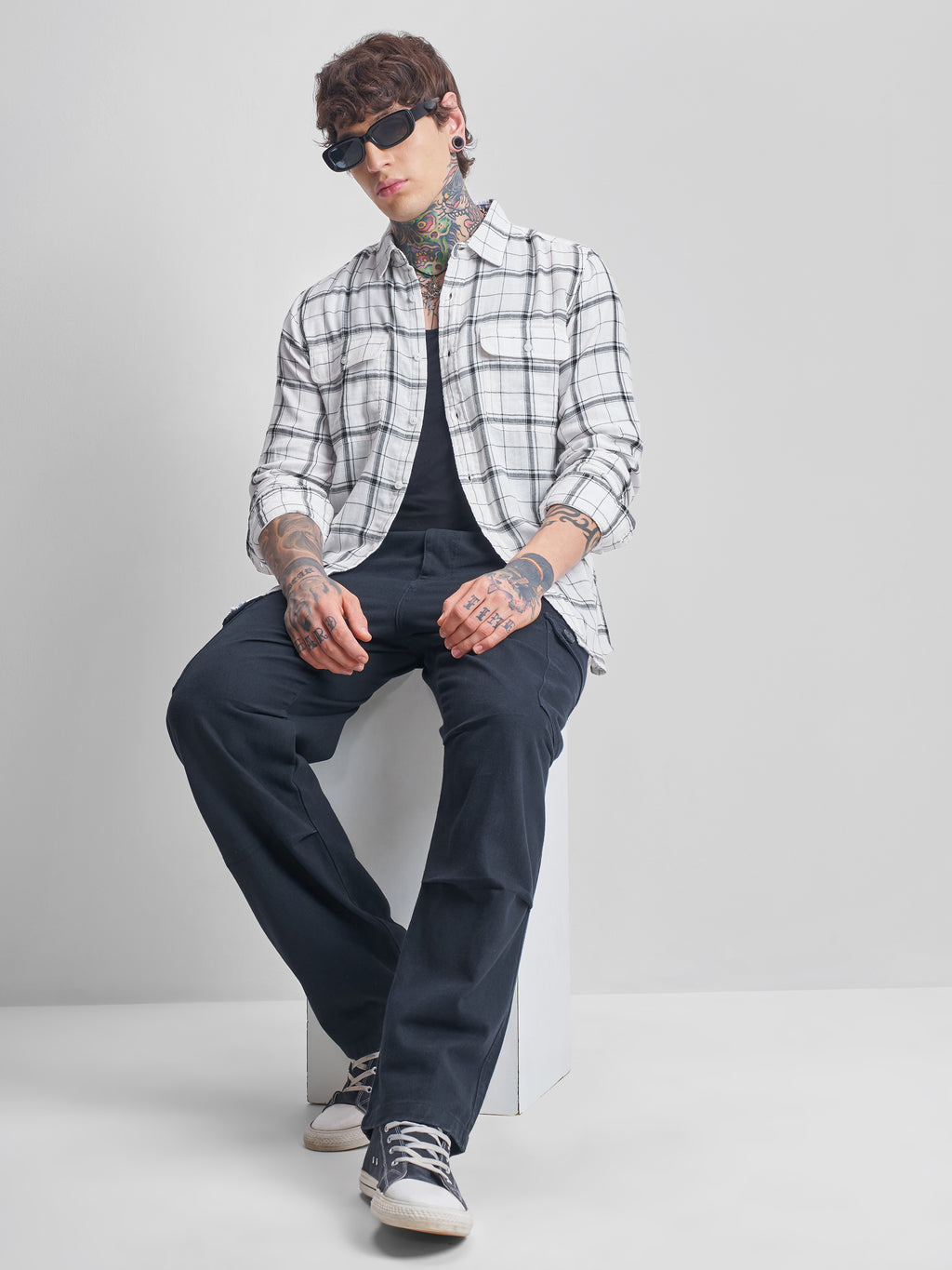 Highlander Men White Checked Relaxed Fit Casual Shirt - White - Image 2