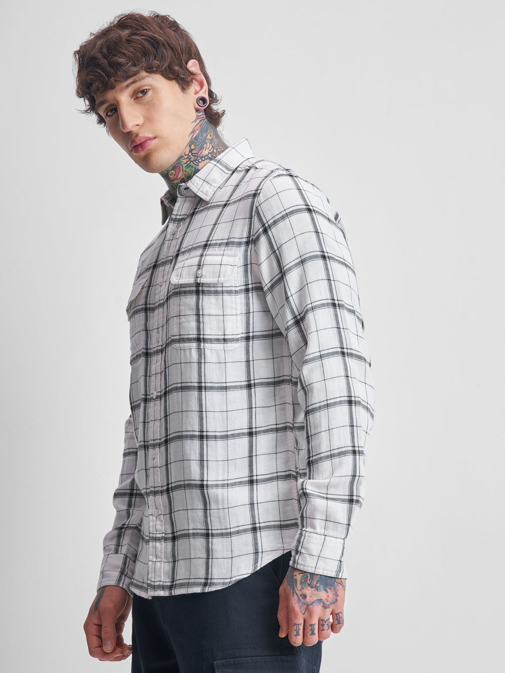 Highlander Men White Checked Relaxed Fit Casual Shirt - White - Image 4