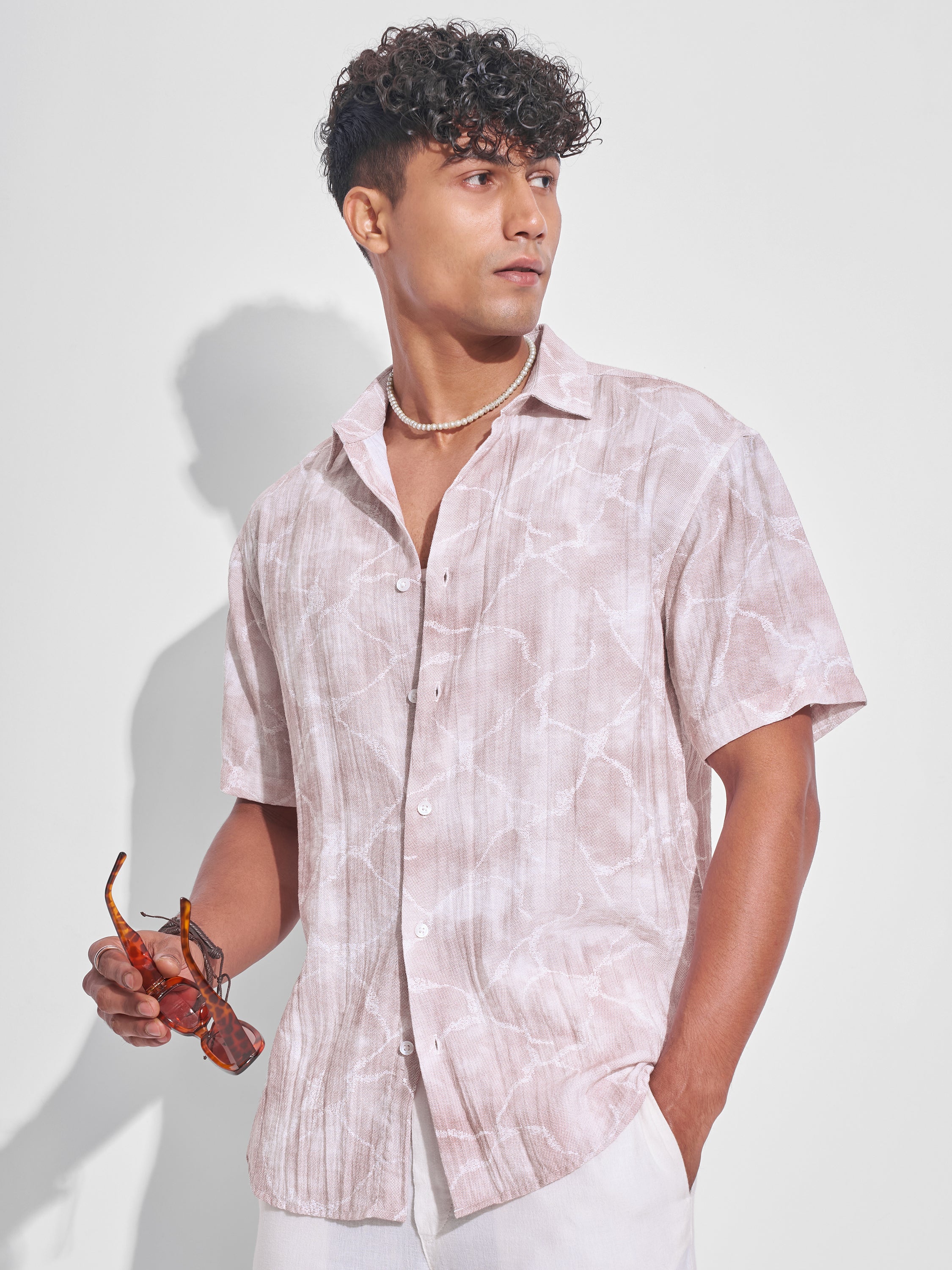 Highlander Men Pink Printed Relaxed Fit Casual Shirt - Pink - Image 1