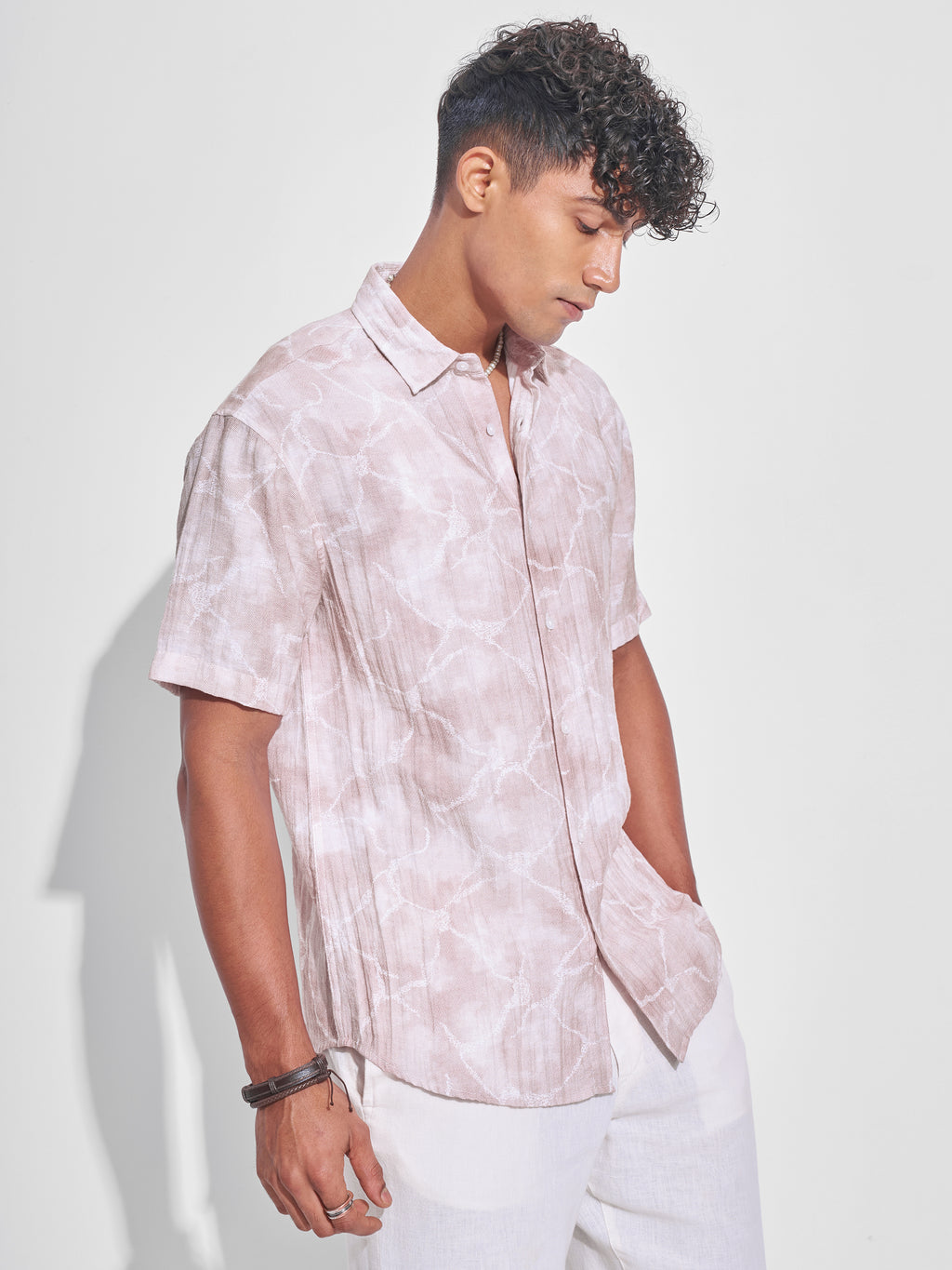 Highlander Men Pink Printed Relaxed Fit Casual Shirt - Pink - Image 6