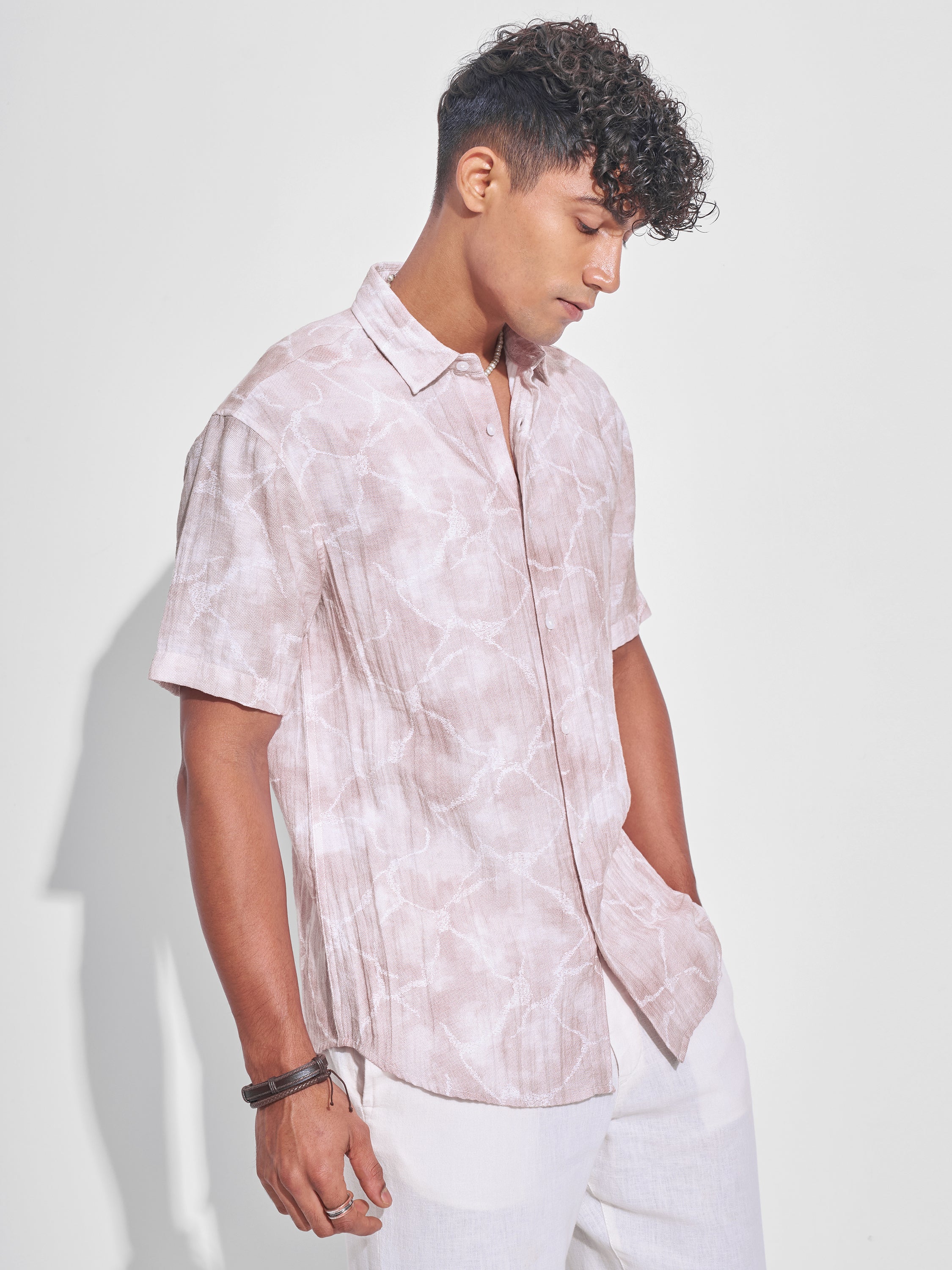 Highlander Men Pink Printed Relaxed Fit Casual Shirt - Pink - Image 6