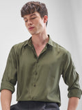 Highlander Men Olive Solid Relaxed Fit Casual Shirt - Olive - Image 1
