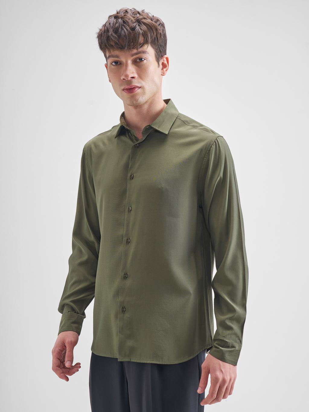 Highlander Men Olive Solid Relaxed Fit Casual Shirt - Olive - Image 4