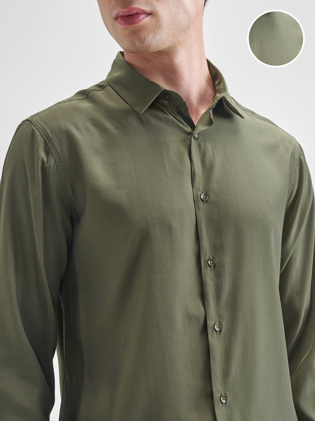 Highlander Men Olive Solid Relaxed Fit Casual Shirt - Olive - Image 5