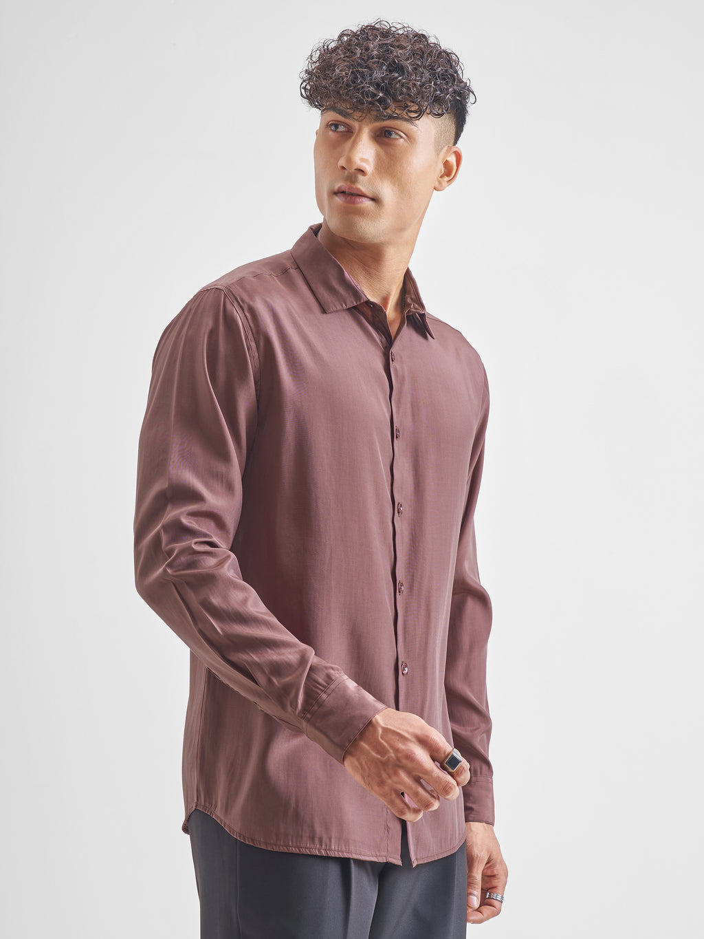 Highlander Men Burgundy Solid Relaxed Fit Casual Shirt - Burgundy - Image 6