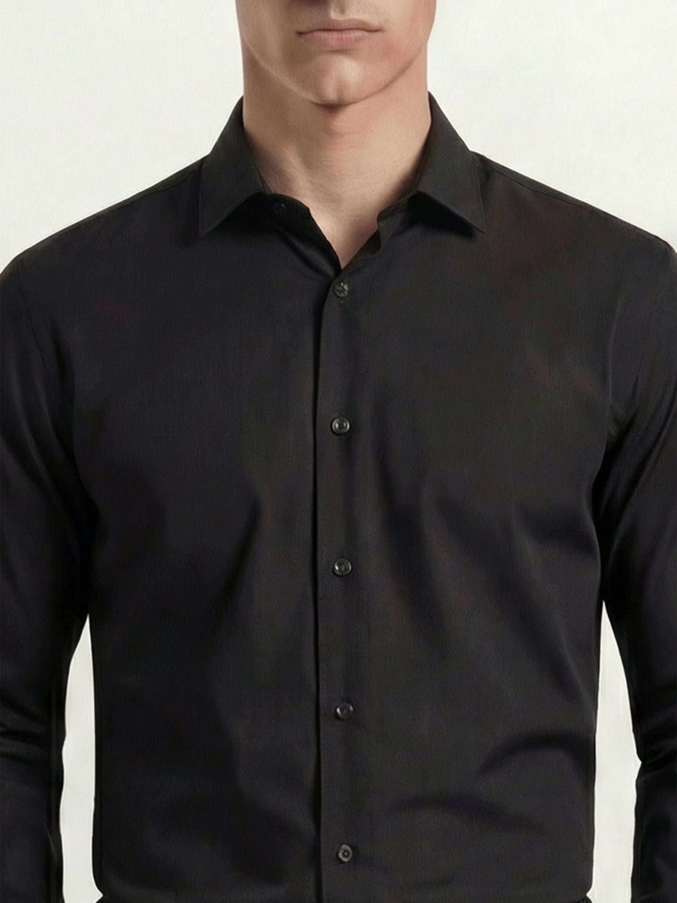 Highlander Men Black Solid Relaxed Fit Casual Shirt - Black - Image 5