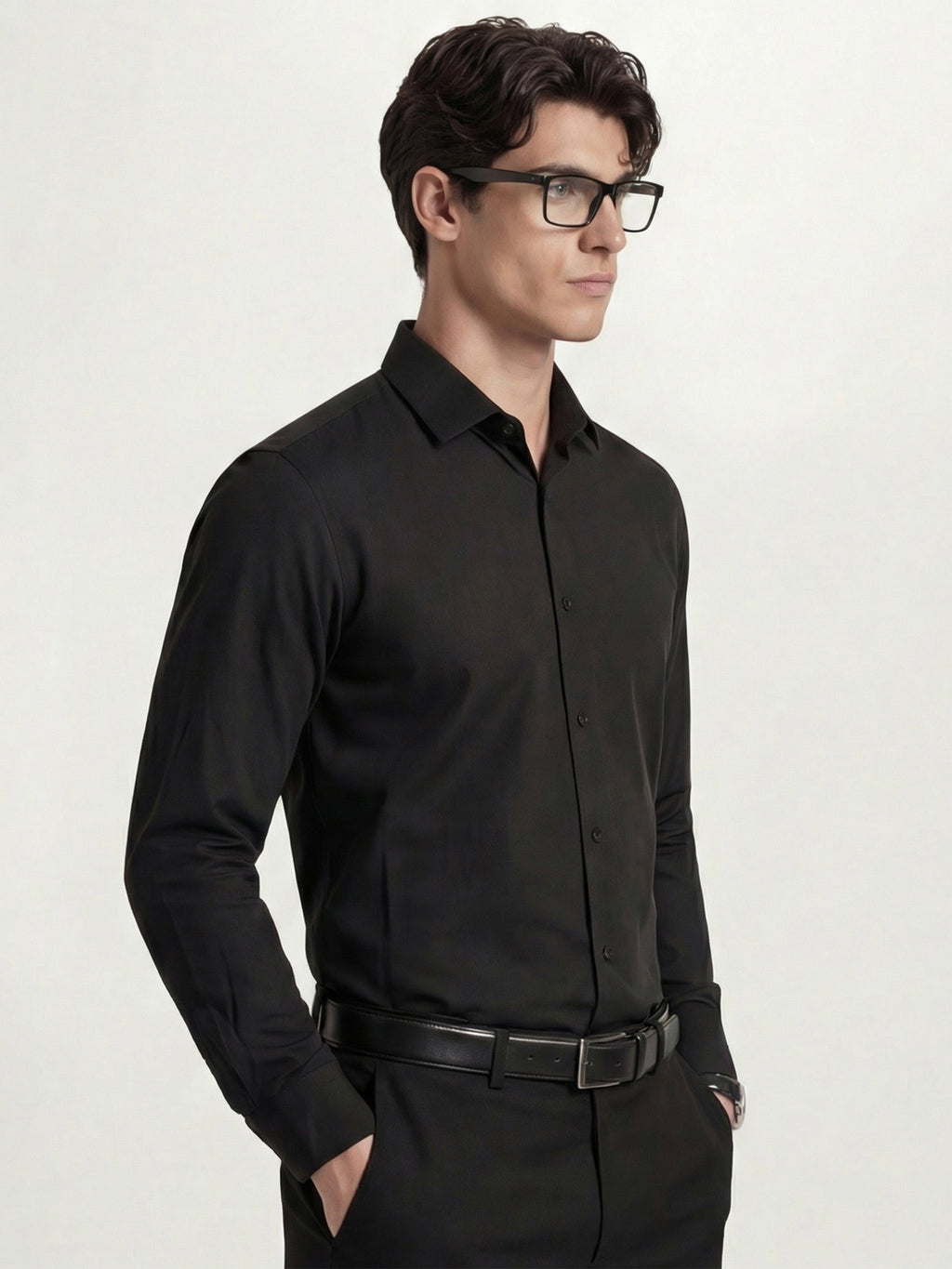 Highlander Men Black Solid Relaxed Fit Casual Shirt - Black - Image 6