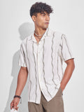 Highlander Men Cream Embroidered Relaxed Fit Casual Shirt - Cream - Image 1