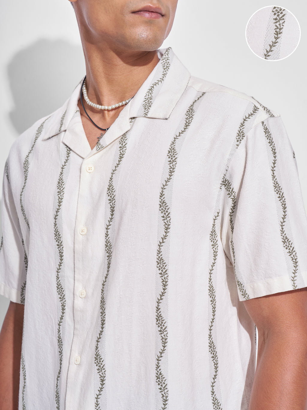 Highlander Men Cream Embroidered Relaxed Fit Casual Shirt - Cream - Image 5