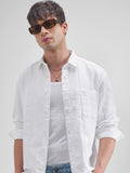 Highlander Men White Striped Relaxed Fit Casual Shirt - White - Image 1