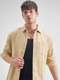 Highlander Men Beige Striped Relaxed Fit Casual Shirt - Beige - Image 1