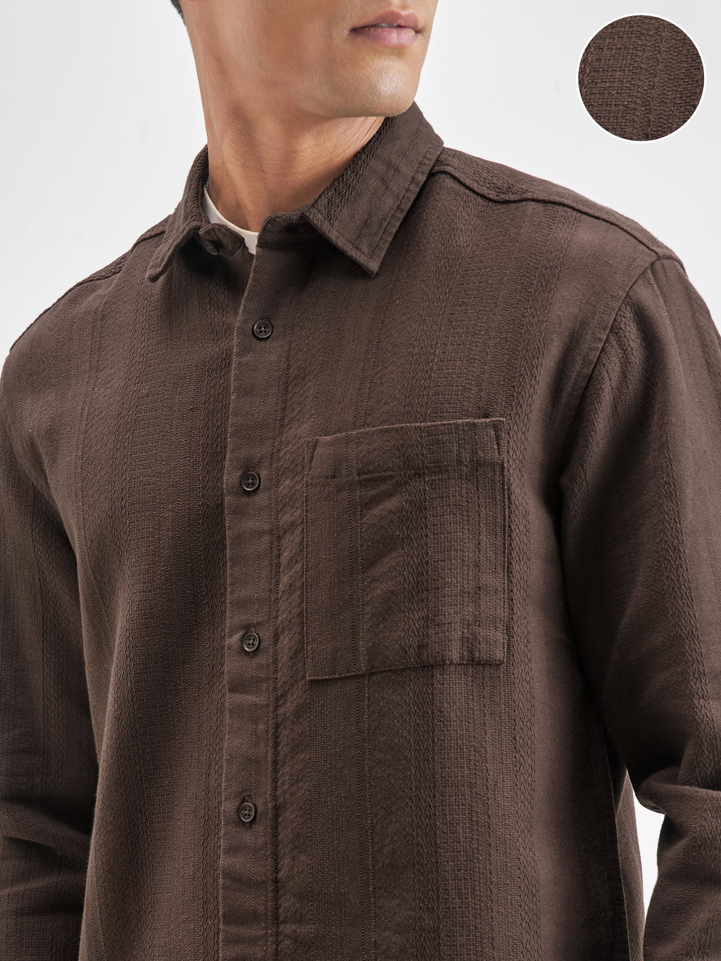 Highlander Men Brown Striped Relaxed Fit Casual Shirt - Brown - Image 5