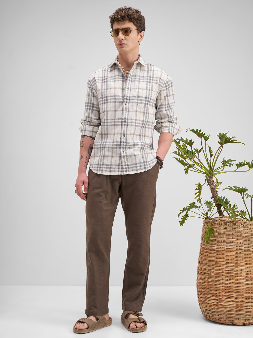 Highlander Men Grey Checked Regular Fit Casual Shirt - Grey - Image 2