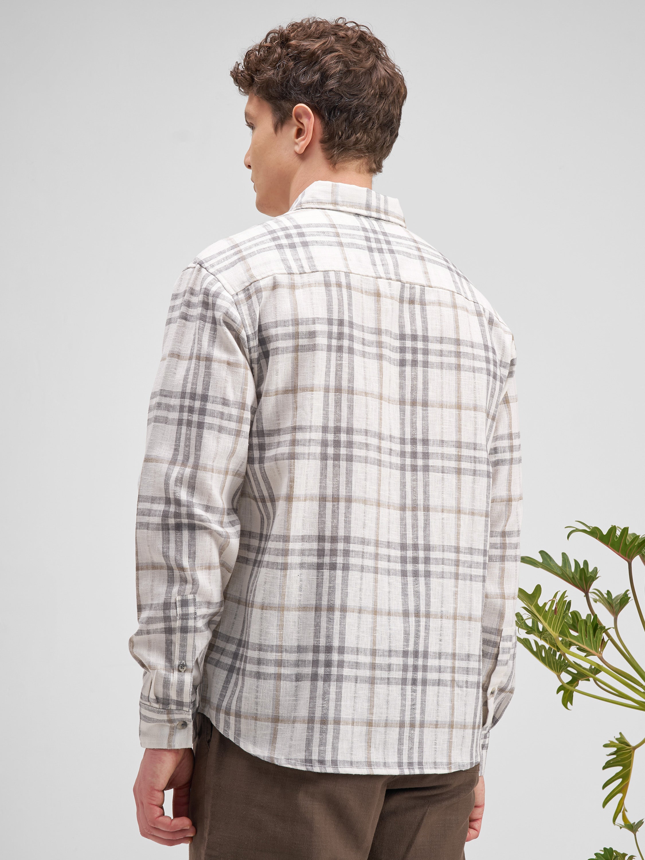 Highlander Men Grey Checked Regular Fit Casual Shirt - Grey - Image 3