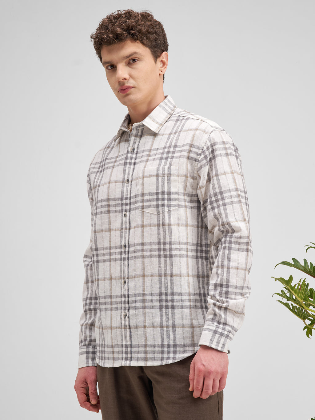 Highlander Men Grey Checked Regular Fit Casual Shirt - Grey - Image 4