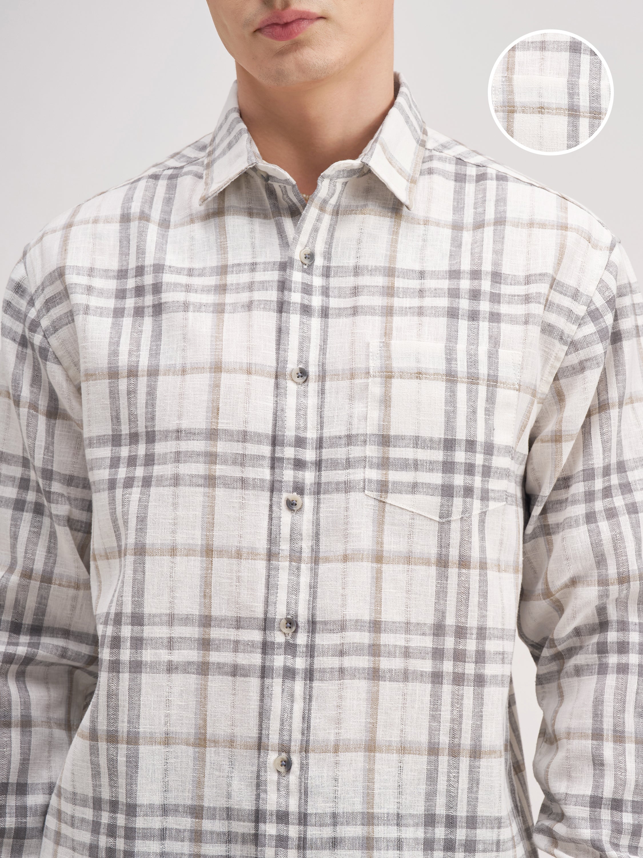 Highlander Men Grey Checked Regular Fit Casual Shirt - Grey - Image 5