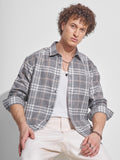 Highlander Men Cream Checked Relaxed Fit Casual Shirt - Cream - Image 1