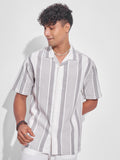 Highlander Men Grey Striped Relaxed Fit Casual Shirt - Grey - Image 1