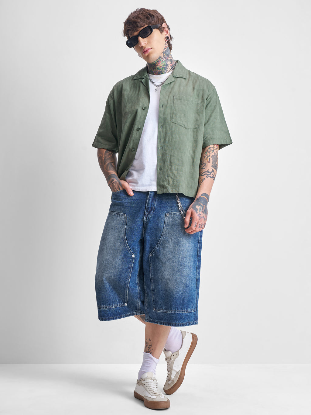 Highlander Men Green Self Design Boxy Fit Casual Shirt - Green - Image 2