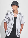 Highlander Men White Striped Relaxed Fit Casual Shirt - White - Image 1