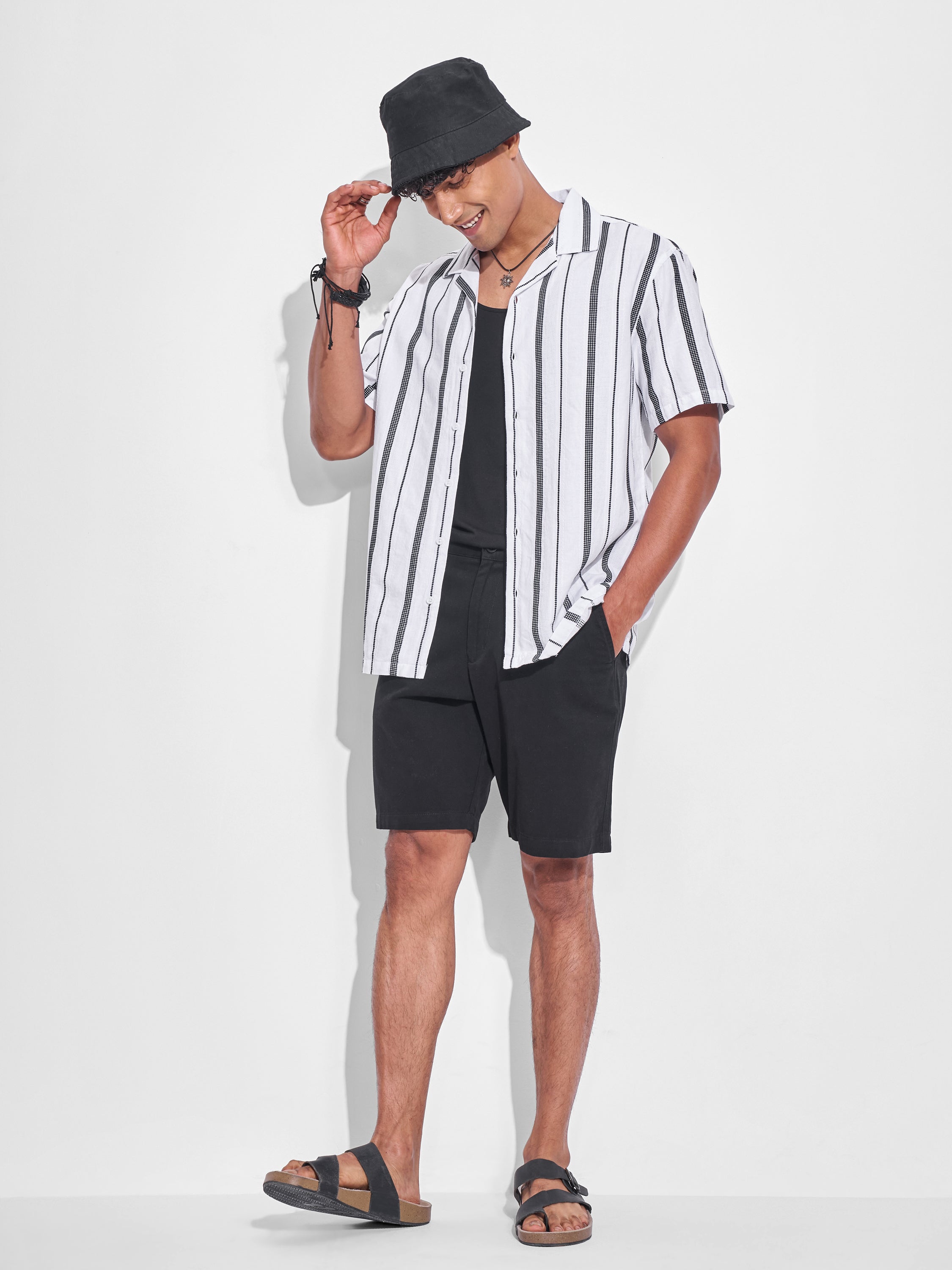 Highlander Men White Striped Relaxed Fit Casual Shirt - White - Image 2
