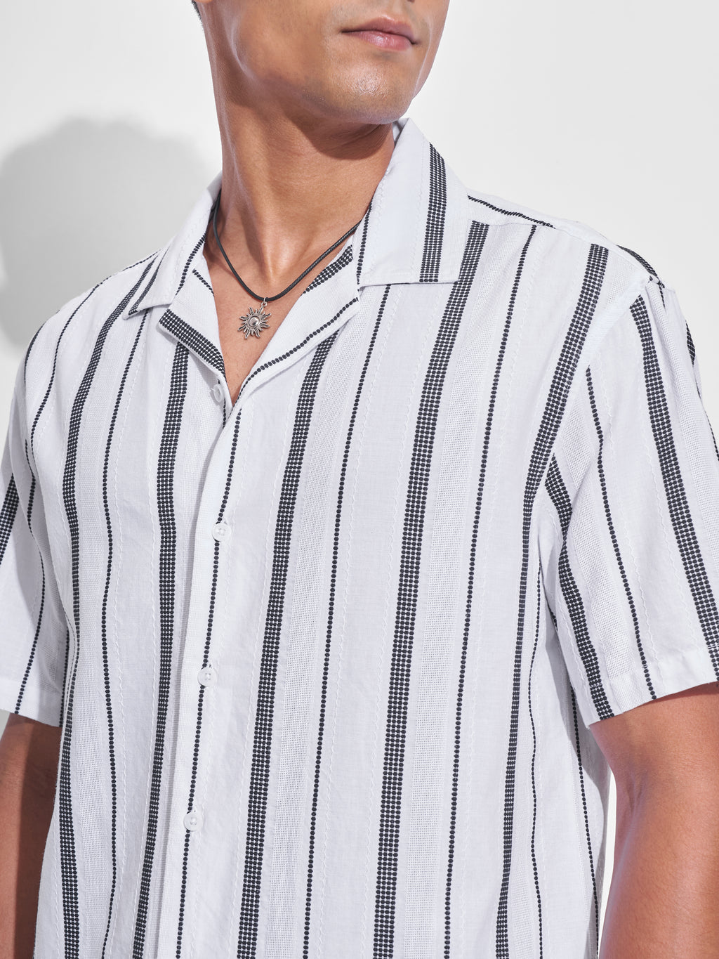 Highlander Men White Striped Relaxed Fit Casual Shirt - White - Image 5