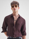 Highlander Men Maroon Crushed Relaxed Fit Casual Shirt - Maroon - Image 1