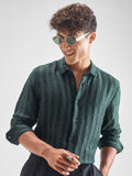 Highlander Men Green Self Design Relaxed Fit Casual Shirt - Green - Image 1