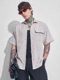 Highlander Men Beige Self Design Oversized Fit Casual Shirt - Beige - Image 1