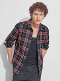 Highlander Men Teal Checked Slim Fit Casual Shirt - Teal - Image 1