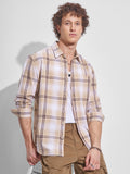 Highlander Men Beige Checked Relaxed Fit Casual Shirt - Beige - Image 1