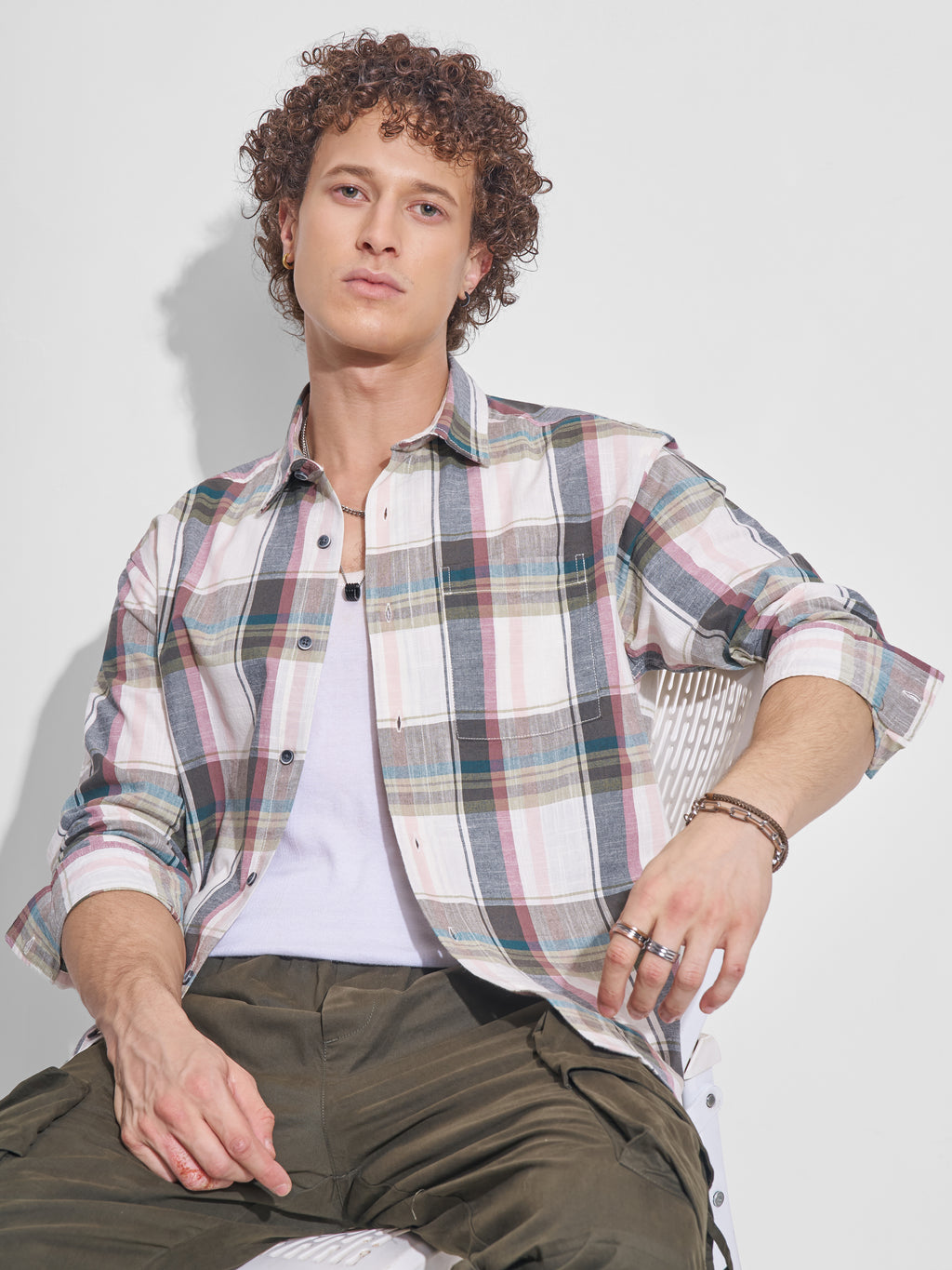 Highlander Men Multi Checked Relaxed Fit Casual Shirt - Multi - Image 1