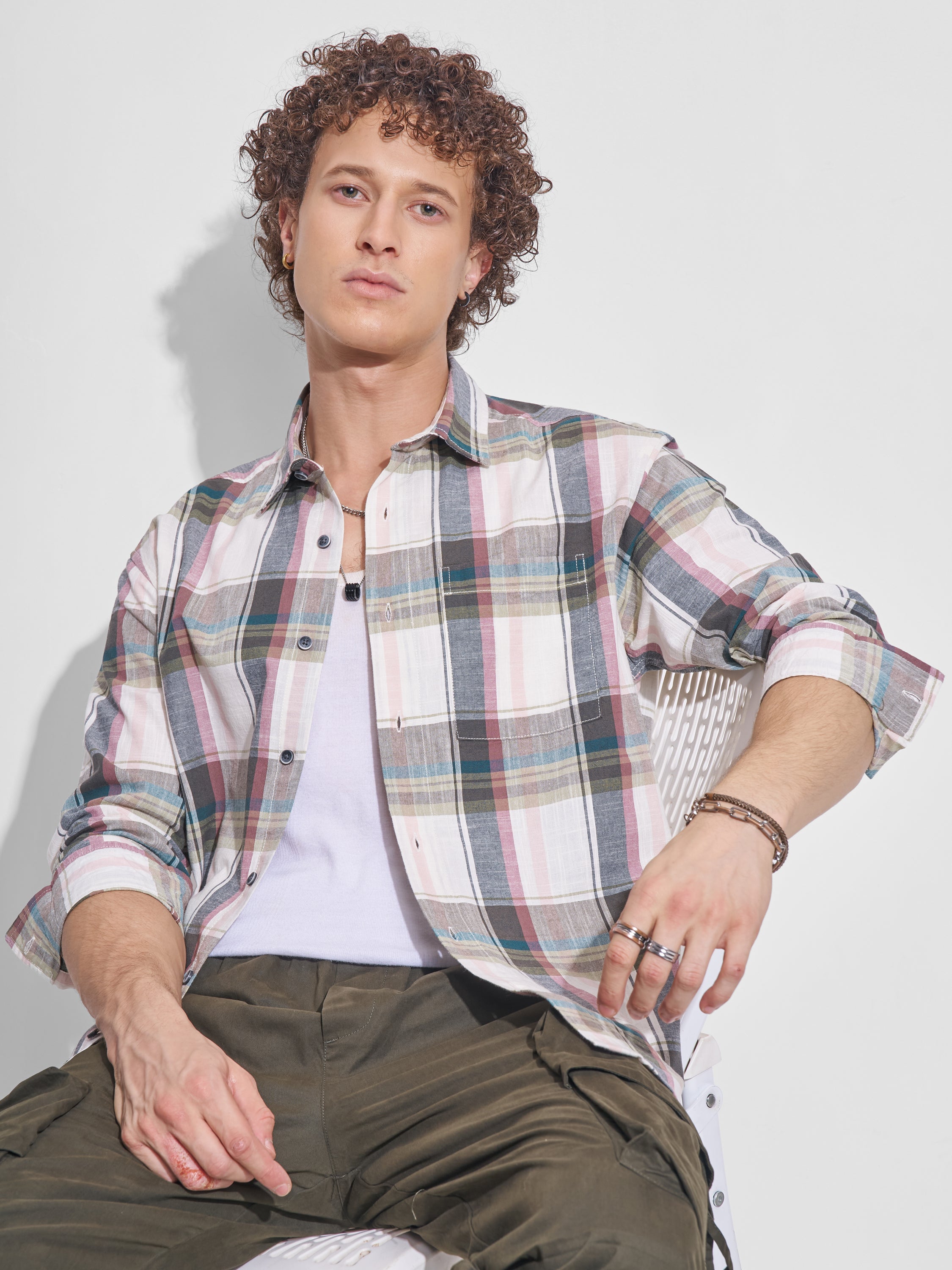Highlander Men Multi Checked Relaxed Fit Casual Shirt - Multi - Image 1