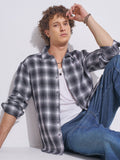 Highlander Men Grey Checked Relaxed Fit Casual Shirt - Grey - Image 1