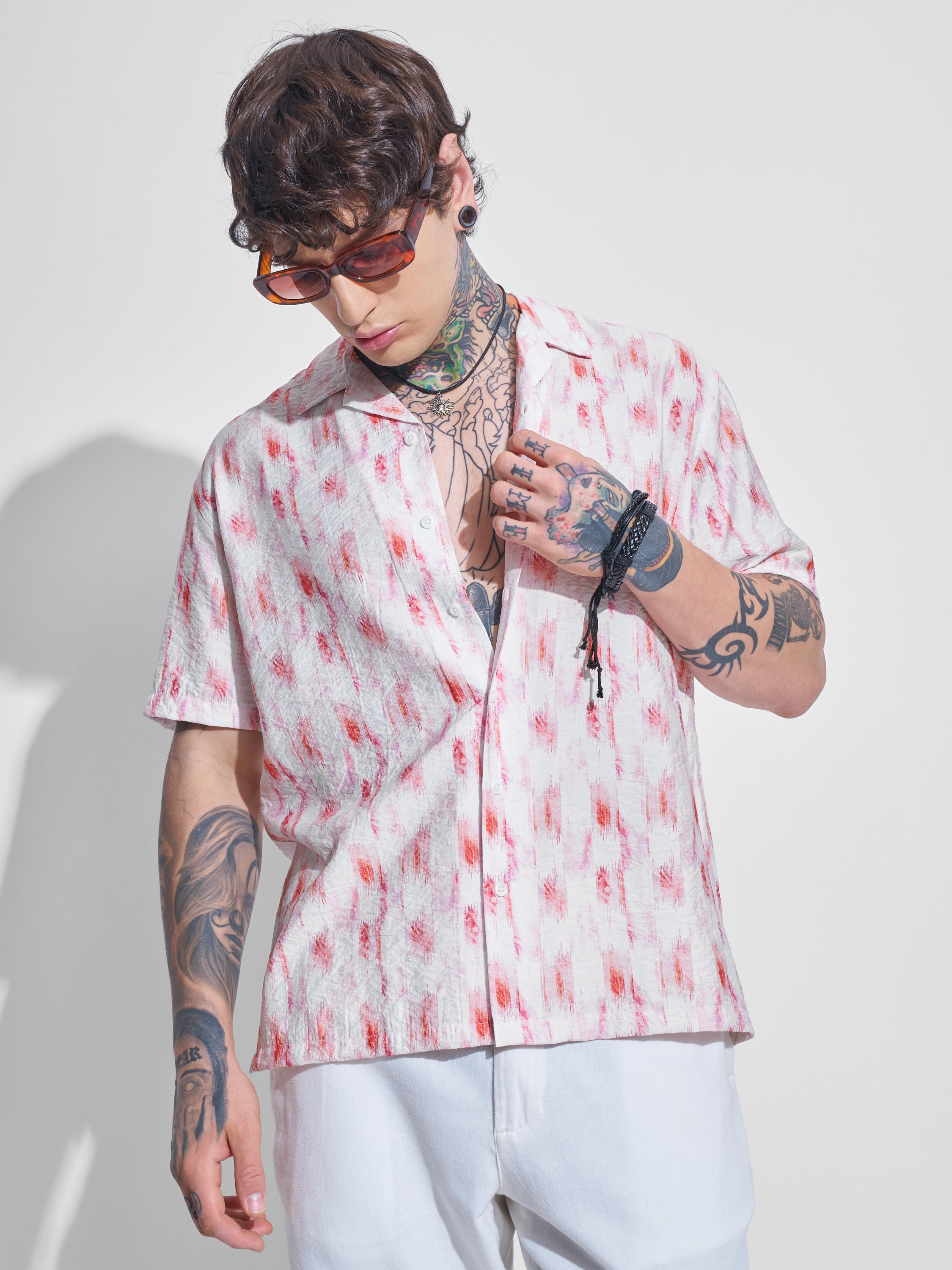 Highlander Men Off White Printed Relaxed Fit Casual Shirt - Off White - Image 1