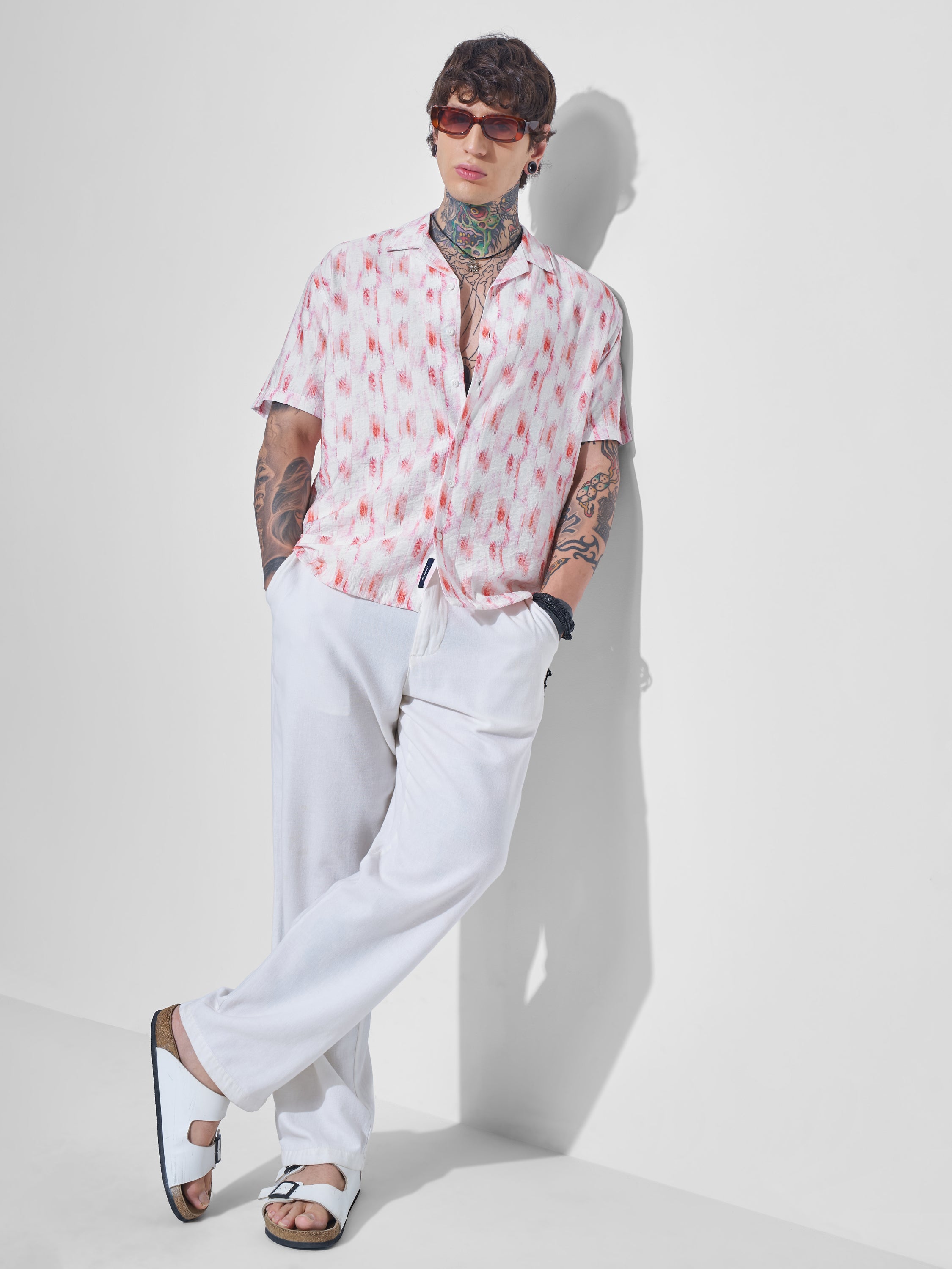 Highlander Men Off White Printed Relaxed Fit Casual Shirt - Off White - Image 2