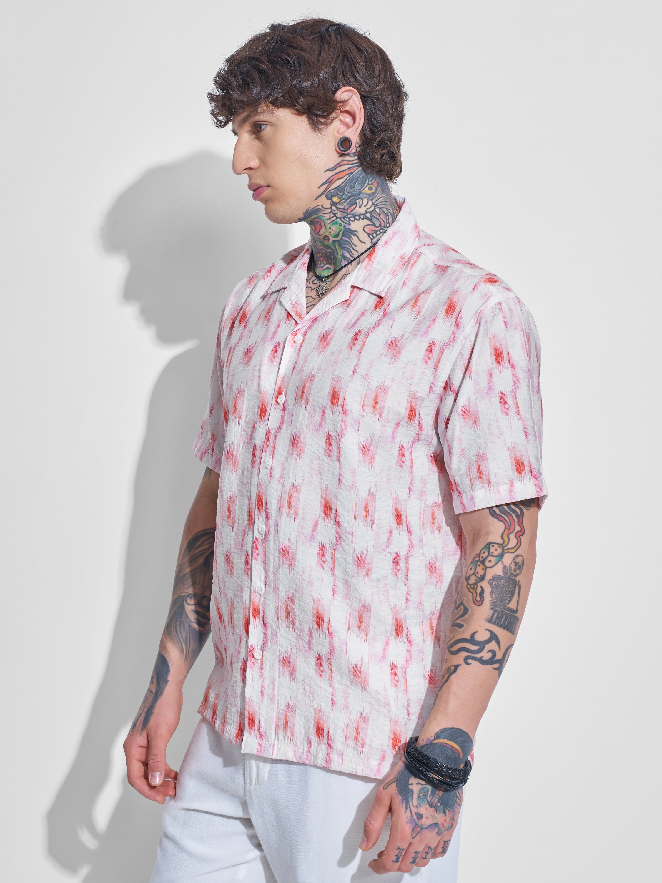 Highlander Men Off White Printed Relaxed Fit Casual Shirt - Off White - Image 4