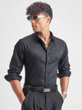 Highlander Men Black Self Design Slim Fit Casual Shirt - Black - Image 1