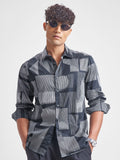 Highlander Men Navy Blue Printed Slim Fit Casual Shirt - Navy Blue - Image 1