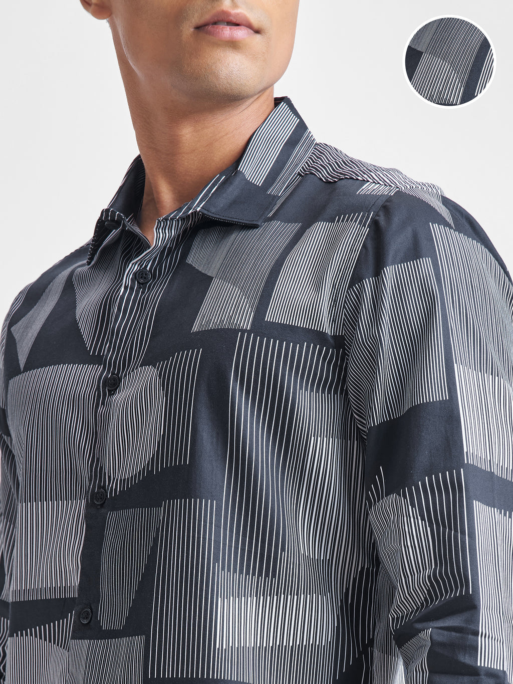 Highlander Men Navy Blue Printed Slim Fit Casual Shirt - Navy Blue - Image 5
